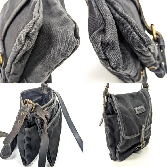 GHURKA Black Denim and Leather Rugged Messenger Crossbody - Picture 13 of 15